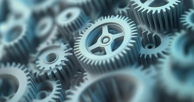 Intricate Arrangement of Metallic Gears Highlighting Engineering Precision and Innovation. photo