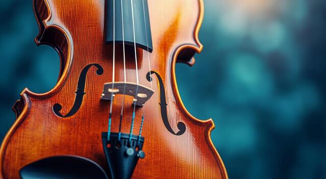 Close up of a Violin Showcasing Fine Craftsmanship and Elegant Design Details in Natural Light photo