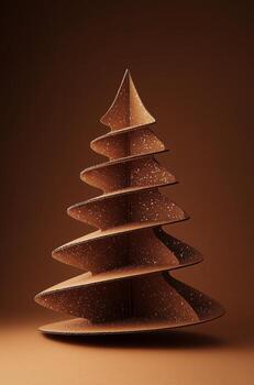 creativo cartulina Navidad árbol diseño en un marrón antecedentes foto
