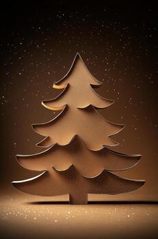 creativo cartulina Navidad árbol diseño en un marrón antecedentes. foto