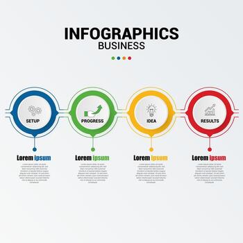 negocio infografía diseño modelo con engranajes y proceso diseño ilustración vector