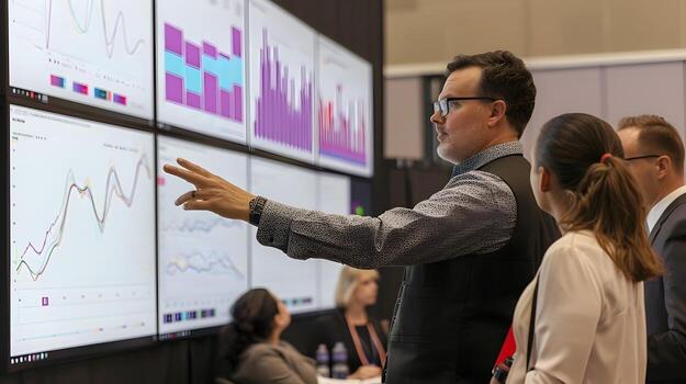 Experts Analyzing Real-Time Data on Large Screens to Boost Membership Acquisition photo