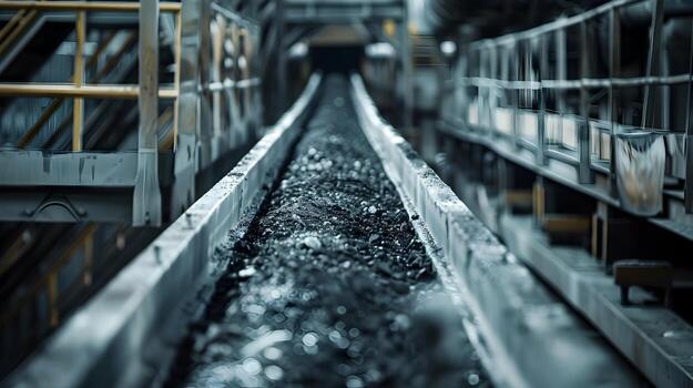 Massive Conveyor Belt System Transporting Coal from Mine to Processing Facility photo