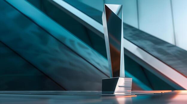 pulcro vaso trofeo reflejando moderno y futurista diseño en un alta tecnología ajuste foto