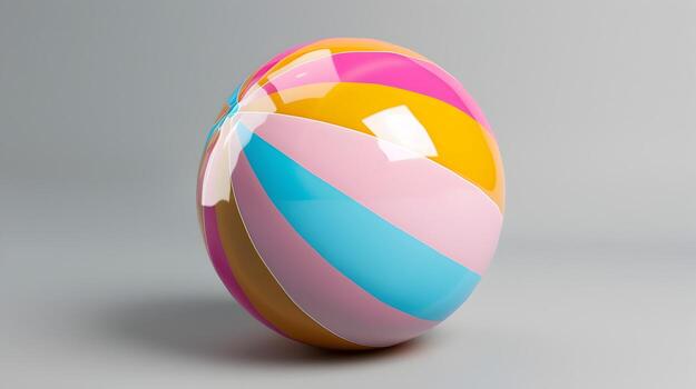 Glossy and Vibrant Beach Ball Icon with Striped Geometric Design photo