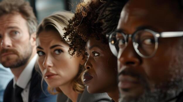 Intense Focus During Collaborative Business Strategy Meeting in Corporate Office Setting photo