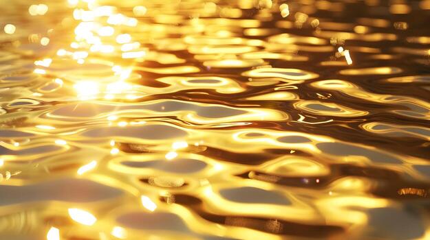 Mesmerizing Gilded Water Ripples Shimmering in Warm Sunlight,Serene Natural Background photo
