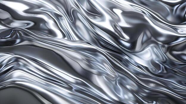Flowing Metallic Silver Backdrop Conveying Fluid Dynamics and Luxury photo