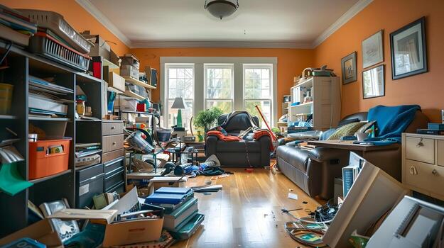 Transformative Household Tidying A Time-Lapse Journey from Cluttered Chaos to Refreshing Order photo