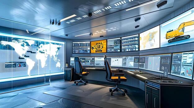 Advanced Control Room Monitoring Autonomous Construction Equipment Interfaces photo