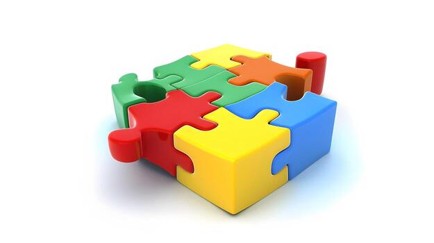 Vibrant 3D Puzzle Piece Icon Symbolizing Connectivity and Problem-Solving photo
