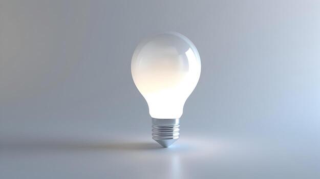 Glowing 3D Light Bulb Icon Representing Ideas,Innovation,and Creativity photo