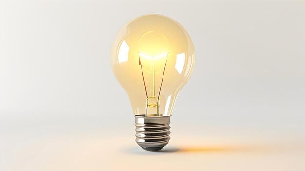 Softly Glowing Light Bulb Icon Representing Ideas,Innovation,and Creativity photo