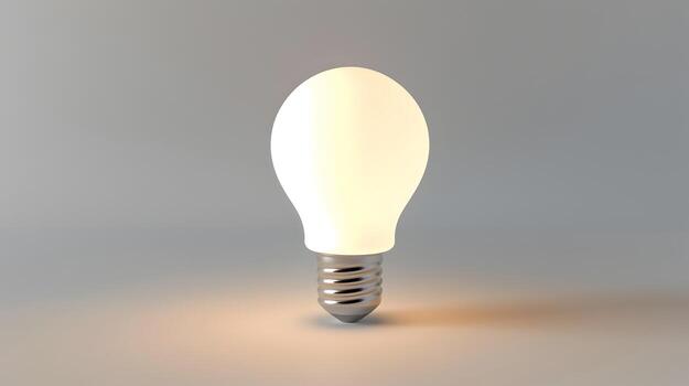 Softly Glowing 3D Lightbulb Icon Representing Ideas,Innovation,and Creativity photo