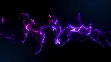 abstrakt strömma av lila lysande partiklar i djup Plats slinga animerad video