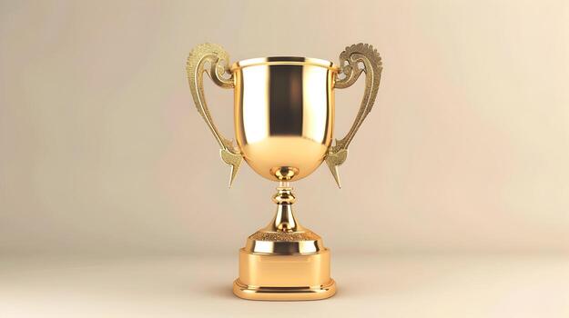 Gleaming Golden Trophy Icon Symbolizing Achievement and Success photo