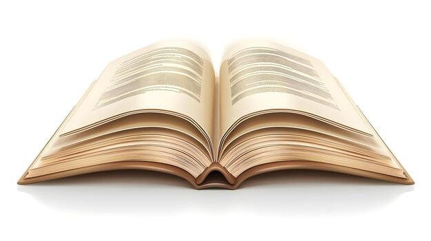 Open 3D Book Icon Representing Learning and Knowledge on Clean White Background photo