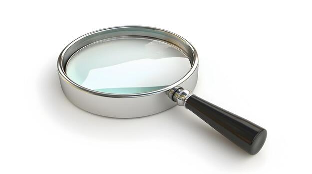 3D Magnifying Glass Icon Focusing on Tiny Detail,Isolated on White Background for Search,Focus,and Analysis Concepts photo