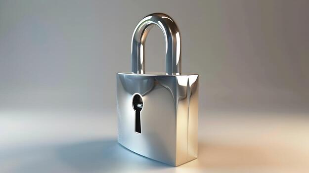 Metallic Padlock Icon Symbolizing Digital Security and Privacy photo