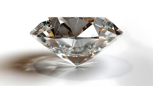 Sparkling Multifaceted Diamond Icon Symbolizing Luxury,Wealth and Commitment on Pristine White Background photo