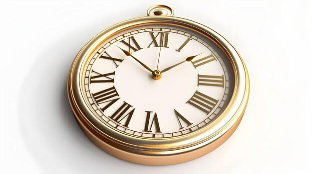 Elegant Gold Analog Clock Icon Representing Time Management and Punctuality photo