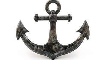 Sturdy Metallic Anchor Icon Symbolizing Stability and Security in Isolated White Setting photo