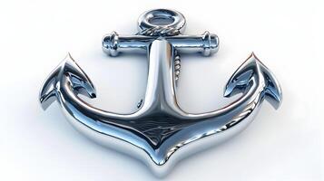Metallic Anchor Icon Symbolizing Stability and Security on White photo