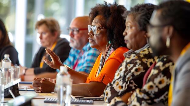Diverse Stakeholders Engaged in Collaborative Roundtable Discussion for Strategic Planning photo