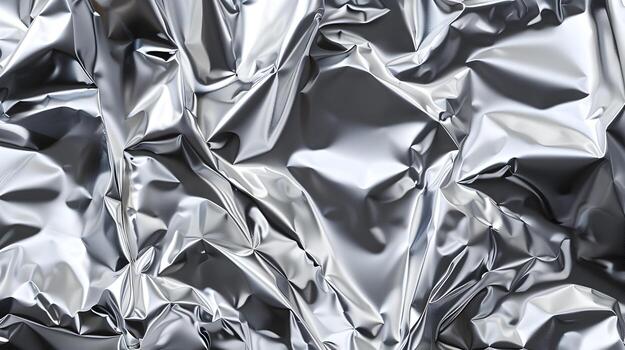 Elegant Metallic Silver Foil Texture with Dramatic Crumpled Design for Exclusive Product Display photo