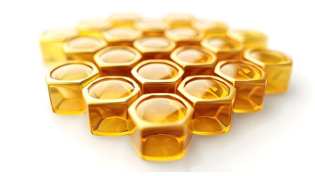 Translucent Golden Honeycomb Geometric Abstract Design photo
