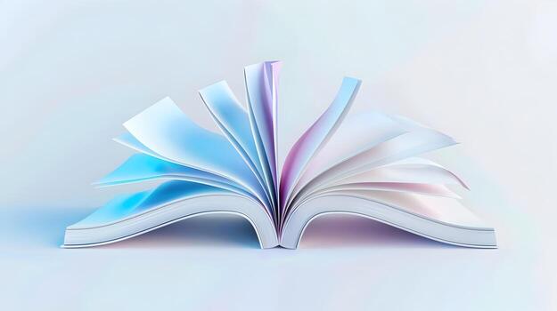 revoloteando 3d libro icono simbolizando conocimiento y educación en blanco antecedentes foto