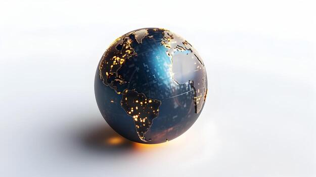 Glowing 3D Globe Icon Representing Global Connectivity and Travel photo