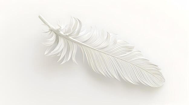 Delicate and Detailed 3D Feather Icon Symbolizing Lightness and Freedom on White Background photo