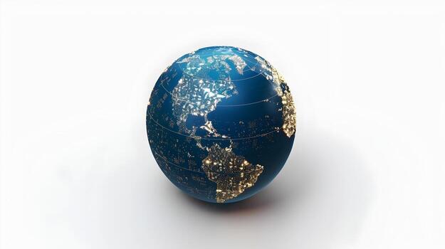 Glowing 3D Globe Icon Representing Global Connectivity and Worldwide Travel photo