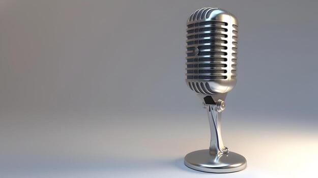 Classic Silver Microphone Icon Representing Communication and Performance Arts photo