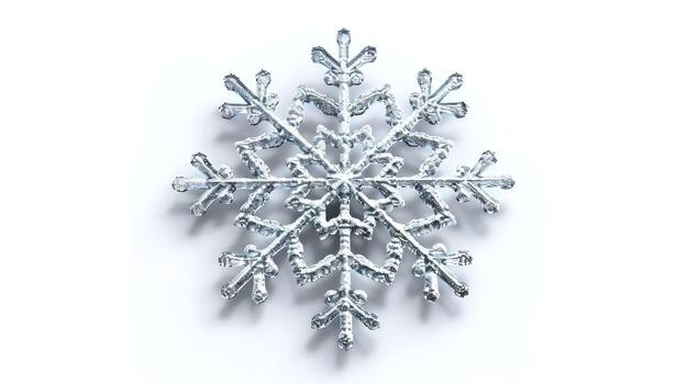 Intricate 3D Snowflake Icon Representing Winter Uniqueness and Elegance photo