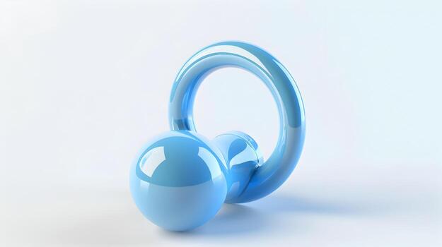Soft Blue Pacifier Icon Representing Infant Comfort and Care in 3D Render photo