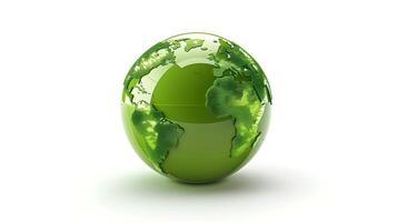 verde globo icono exhibiendo continentes y ambiental zonas para global ecología y geografía foto
