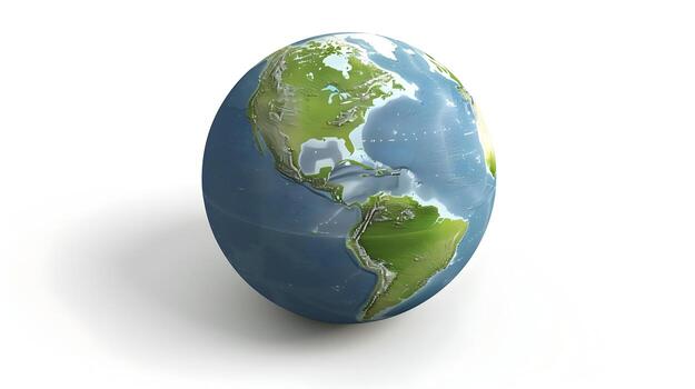 3D Globe Icon Showcasing Continents with Environmental Focus on Global Ecology and Geography photo