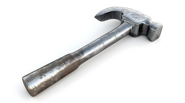 Robust and Metallic Hammer Icon Symbolizing Construction and Craftsmanship on White Background photo