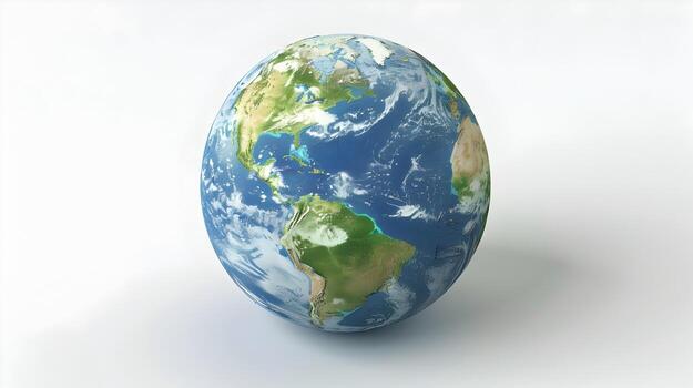 3D Globe Representing Global Ecology and Environmental Geography on White Background photo