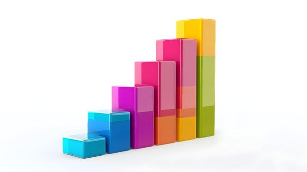 Ascending Vibrant 3D Bar Chart Symbolizing Business Growth and Financial Success photo