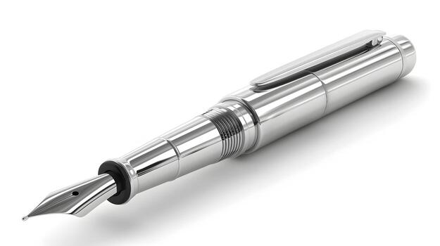 Elegant and Sleek 3D Fountain Pen Icon for Writing and Design photo