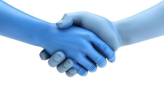 Symbolic 3D Handshake Icon Representing Professional Partnerships and Business Agreements photo