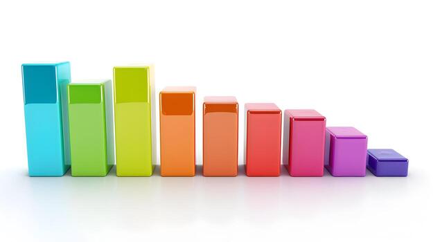 Vibrant 3D Bar Chart Ascending Icon Symbolizing Business Growth and Financial Success photo