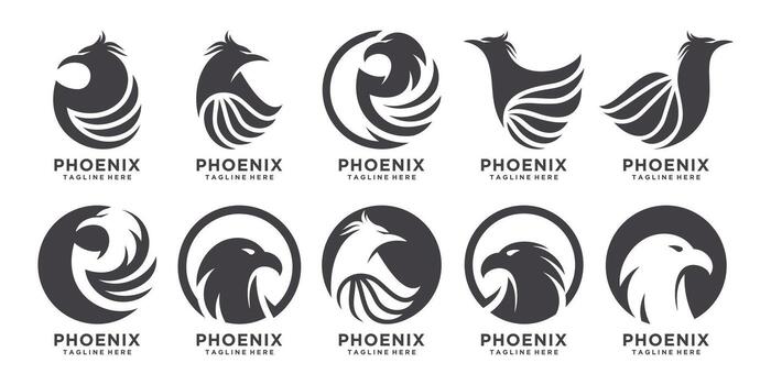 Set bundle phoenix logo design unique concept Part 2 vector