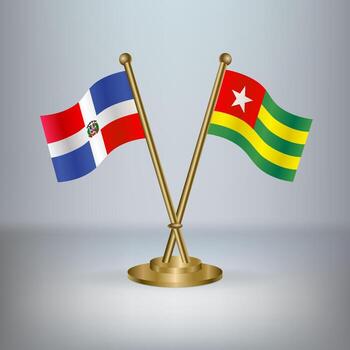 Dominican Republic and Togo table flag relation, with gradient background vector