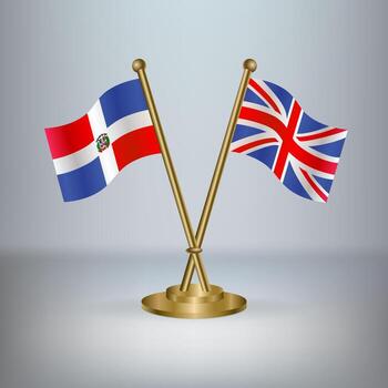 Dominican Republic and United Kingdom table flag relation, with gradient background vector
