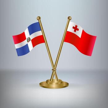 Dominican Republic and Tonga table flag relation, with gradient background vector