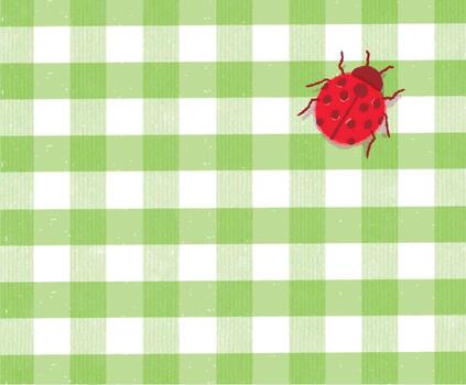 rojo mariquita gateando en verde a cuadros modelo en juguetón ilustración vector